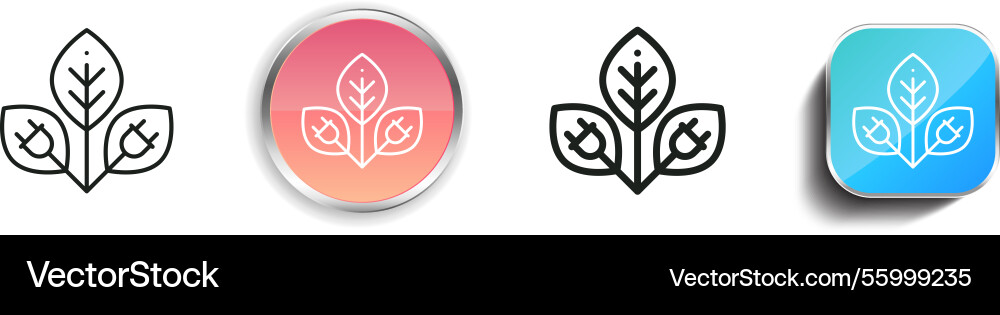 Leafs icon thin linear regular and button style Vector Image