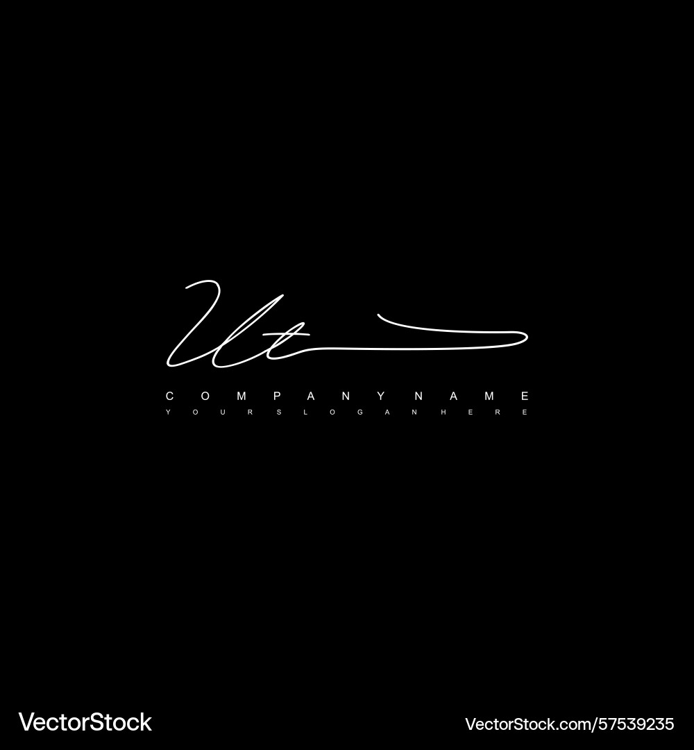 Minimal signature logo design with ut initials Vector Image