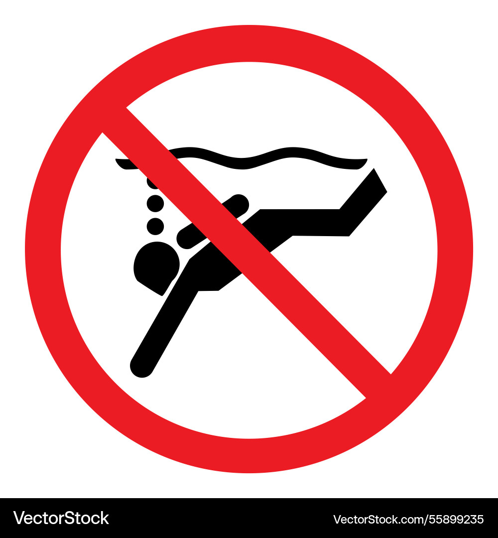 Prohibition warning sign- no sub-aqua diving icon Prohibition warning sign- no sub-aqua diving icon vector image