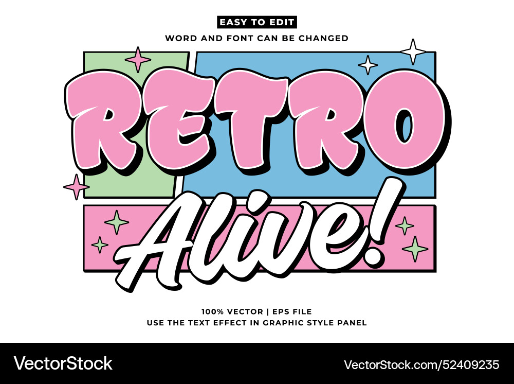 Retro Text Effect - Editable Style vector image
