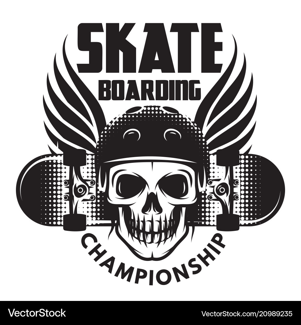 Skate Skull Emblem Vector Image