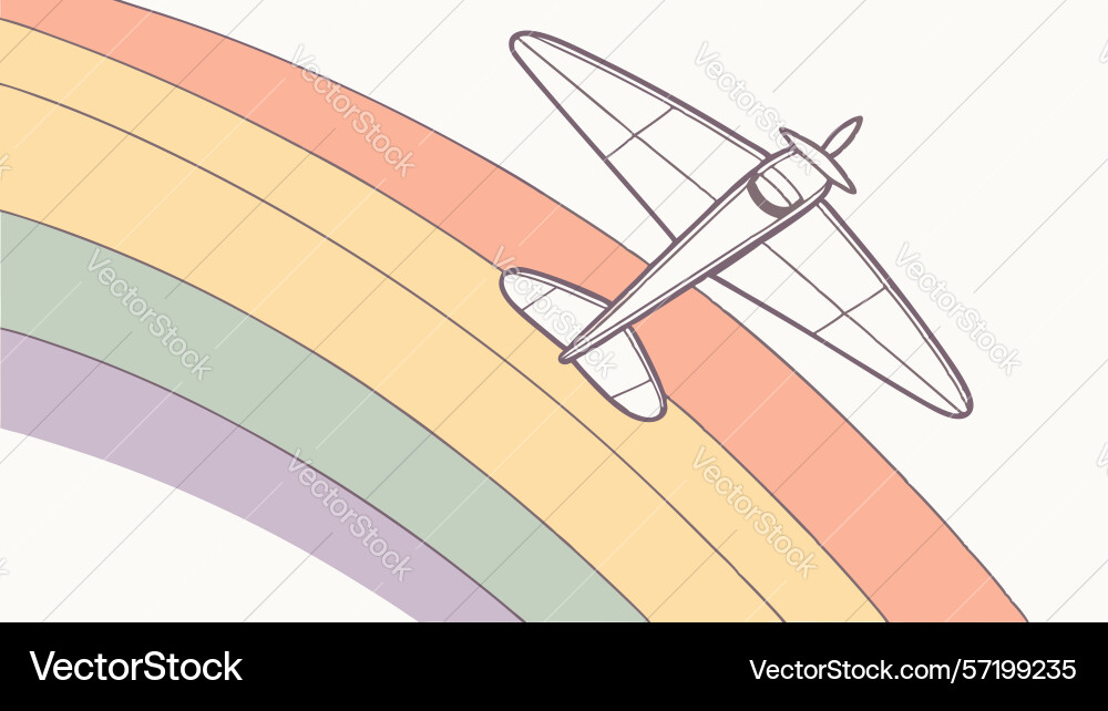 Small plane with dynamic abstract lines design vector image