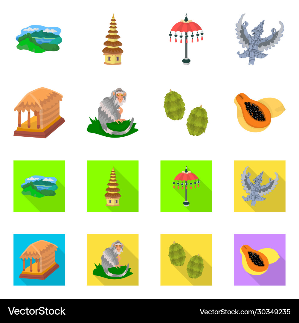 Tropical Bali Icon Set Vector Image