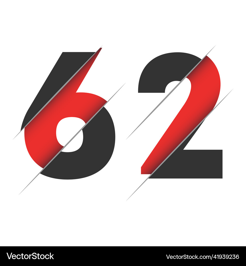 ♡確認用♡ 62 6 2 number logo design with a creative cut – Royalty-Free