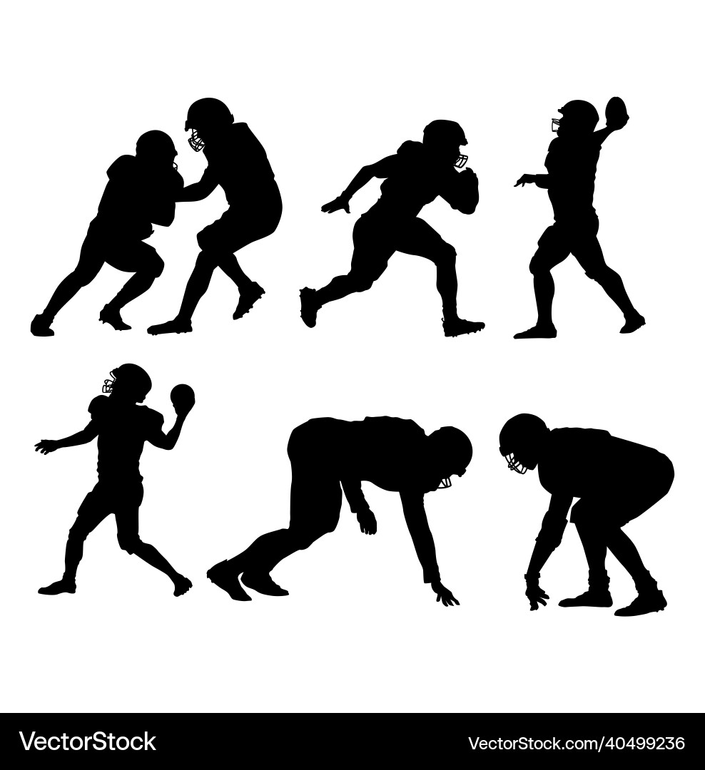 American Football Player Silhouettes Vector Image