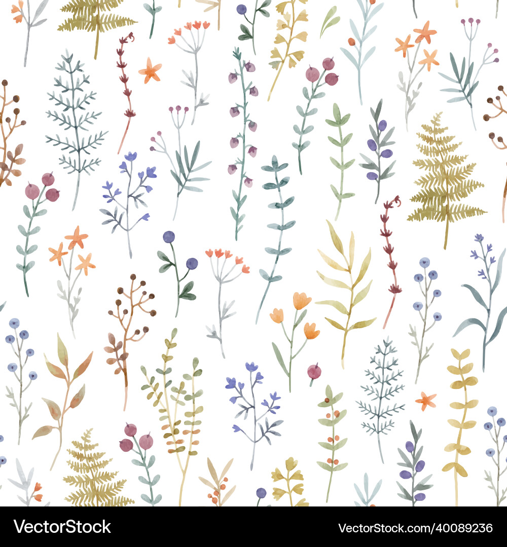 Beautiful floral seamless pattern with cute Vector Image