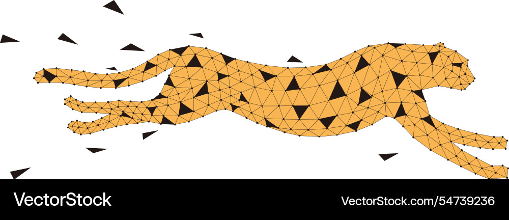 Cheetah is running triangle mesh Vector Image