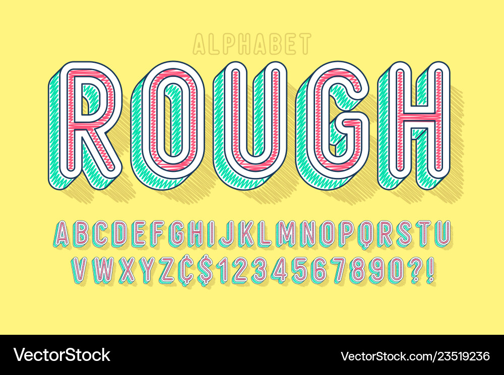 Comical linear font design colorful alphabet Comical linear font design colorful alphabet vector image