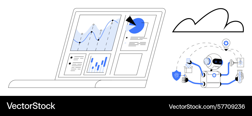 Data analytics and cloud-based ai automation Data analytics and cloud-based ai automation vector image