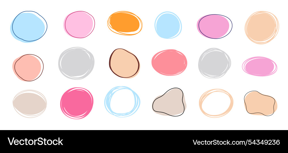 Handgezeichnete Kreise Ellipsen ovale Highlights Set Handgezeichnete Kreise Ellipsen ovale Highlights Set vektorbild