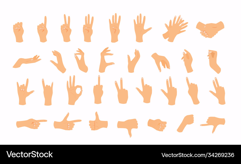 Hands in various gestures flat design modern Hands in various gestures flat design modern vector image