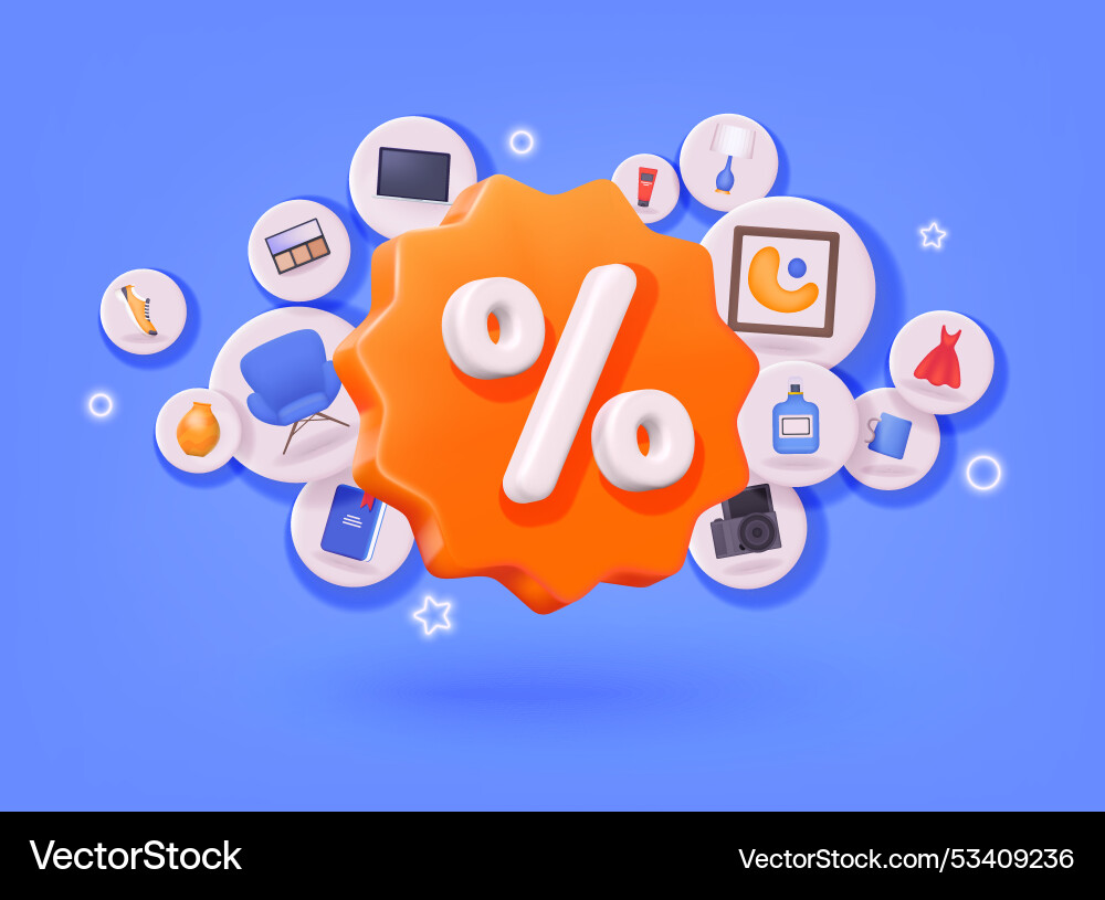 Label with percent check mark and discount app Label with percent check mark and discount app vector image