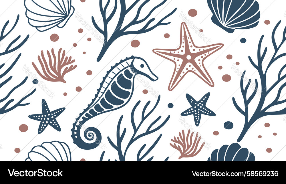 Ocean Seashell Pattern Vector Image