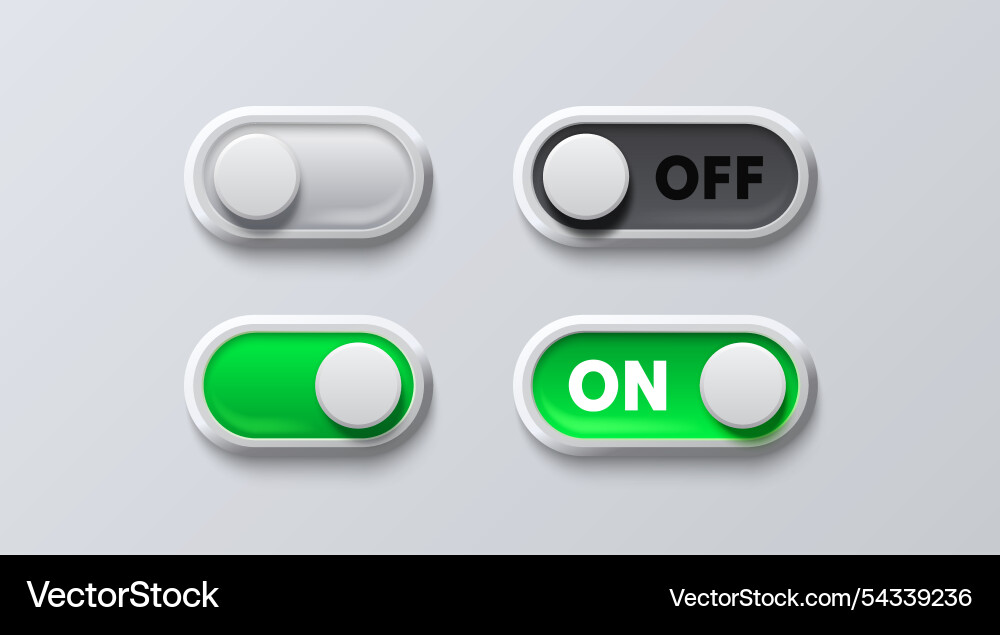 On off switch button ui isolated white background On off switch button ui isolated white background vector image