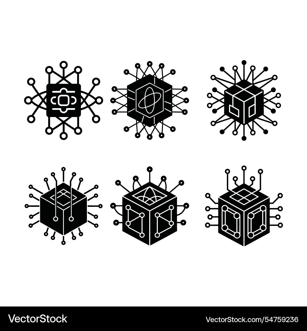 Quantum computing maching structure art icon Vector Image