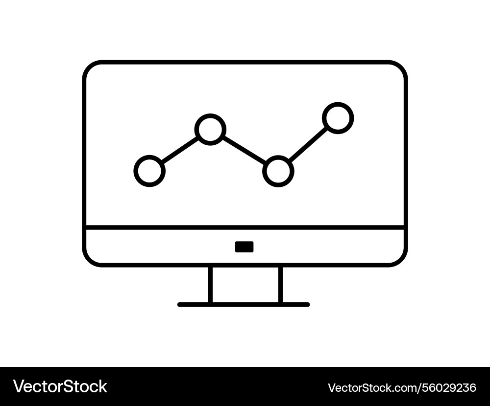 Simple line art of a computer screen displaying vector image