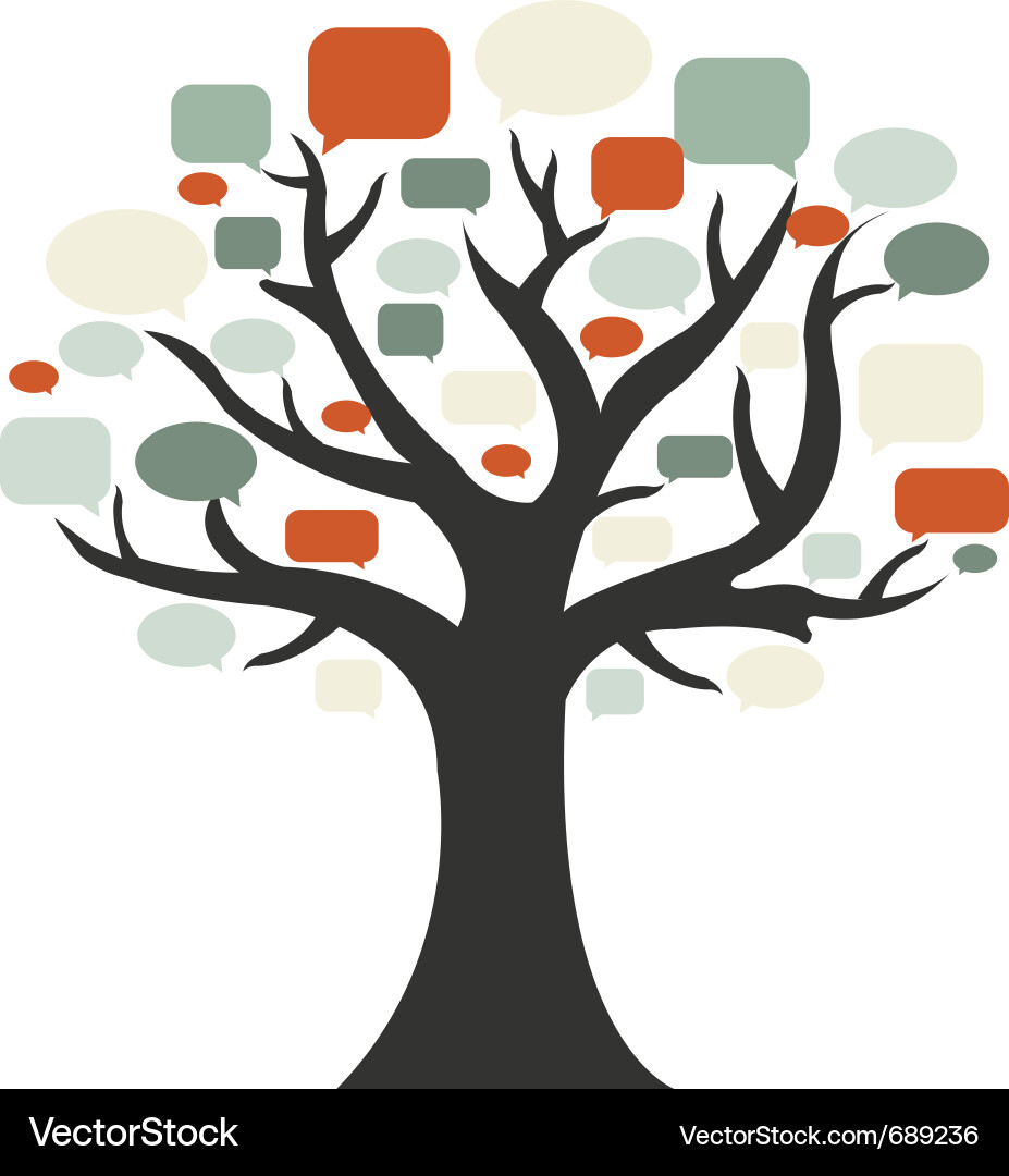 Talking Tree with Speech Bubbles vector image