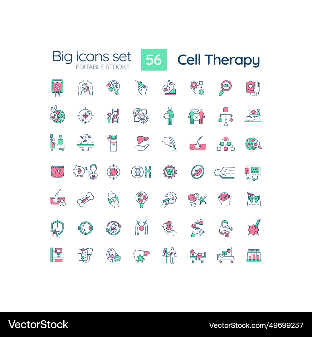 2d editable multicolor big linear icons set Vector Image