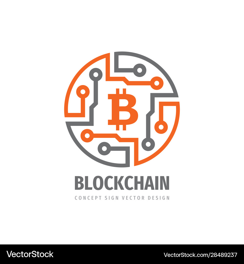 Bitcoin block chain logo template design Bitcoin block chain logo template design vector image