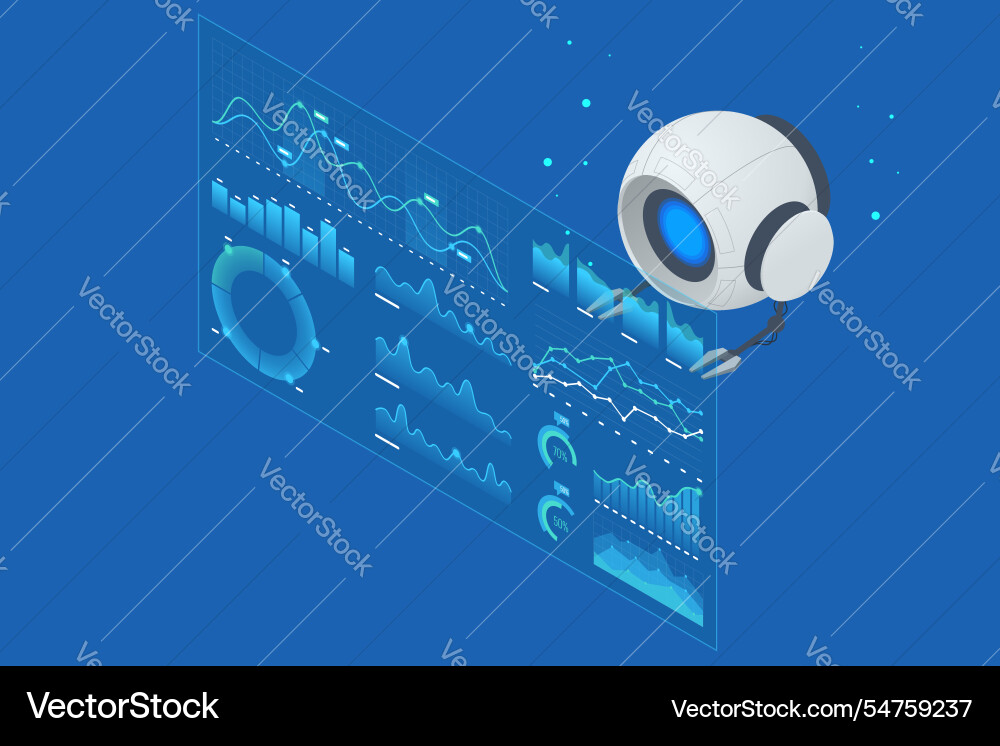 Isometric robotic interfaces and virtual screens Isometric robotic interfaces and virtual screens Vector Image