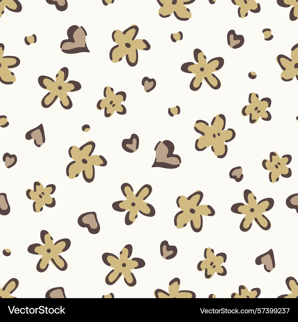 Leopard theme floral and heart block print repeat Vector Image
