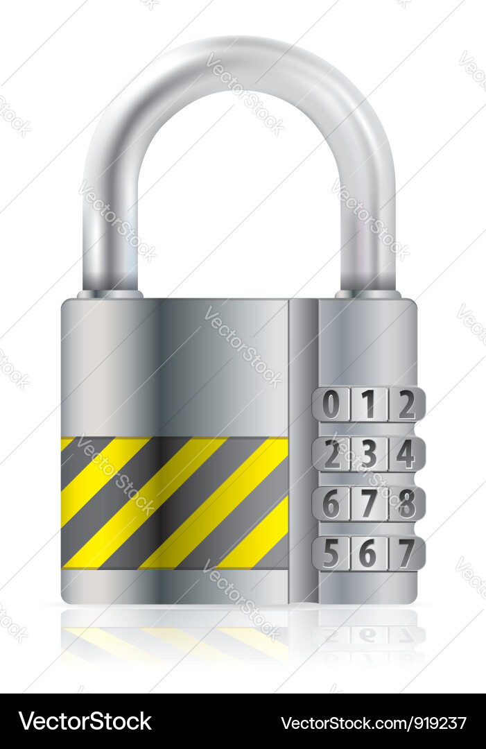 Metallic Padlock with Stripe Pattern vector image