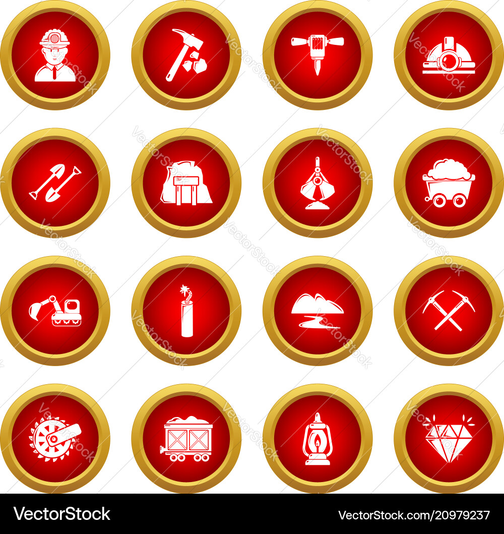 Mining minerals business icons set simple style Mining minerals business icons set simple style vector image