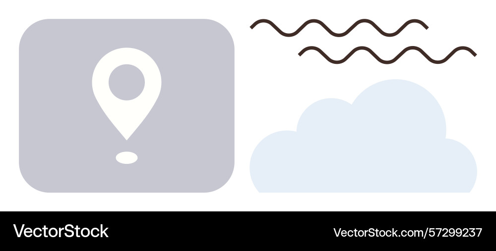 Navigation pin with cloud and wavy lines Navigation pin with cloud and wavy lines vector image