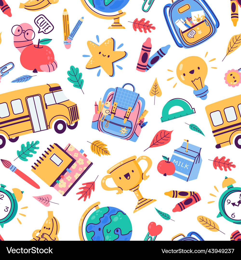 School badges pattern seamless print of education Vector Image