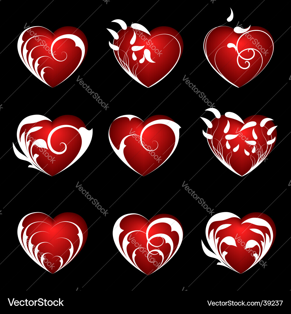 Set of hearts Vector Image