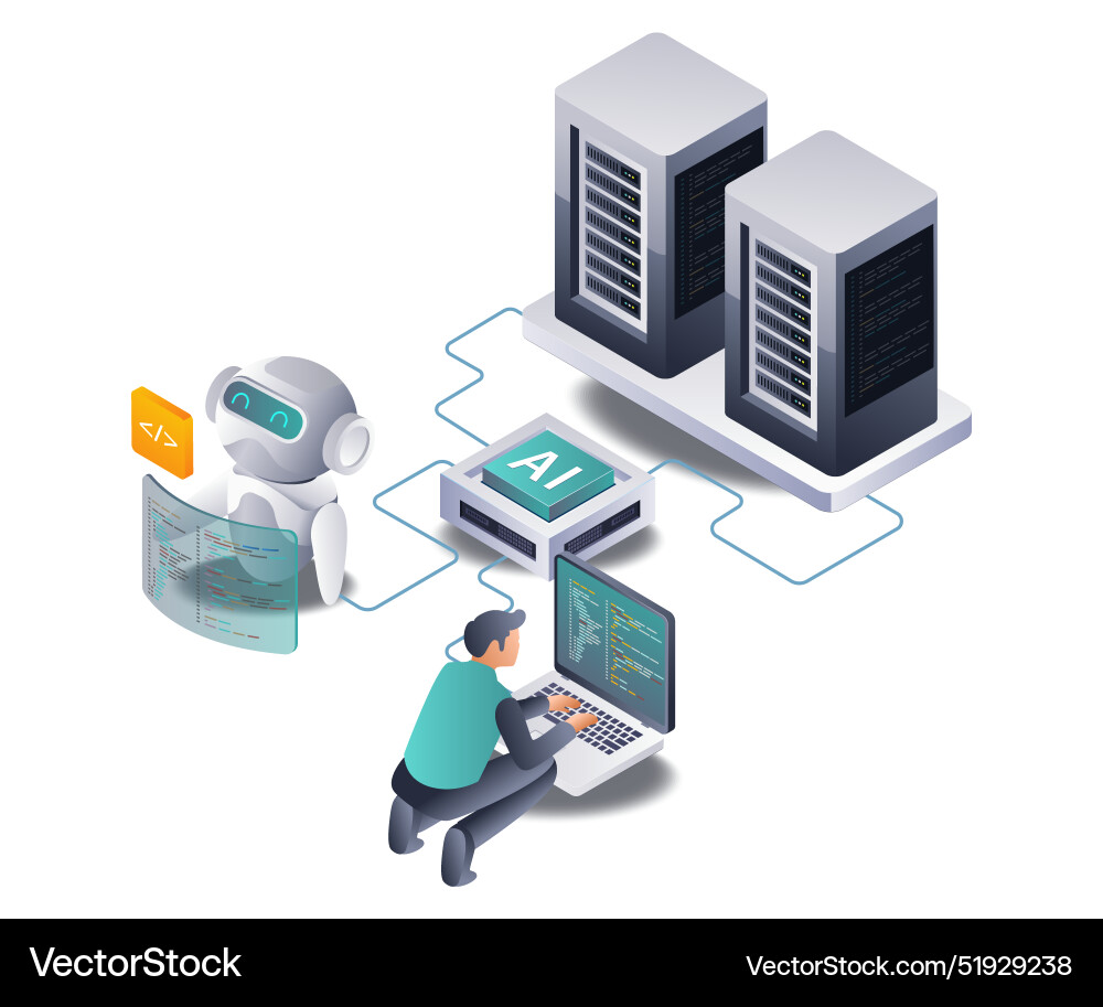 Collaborative technology for developing server Collaborative technology for developing server Vector Image