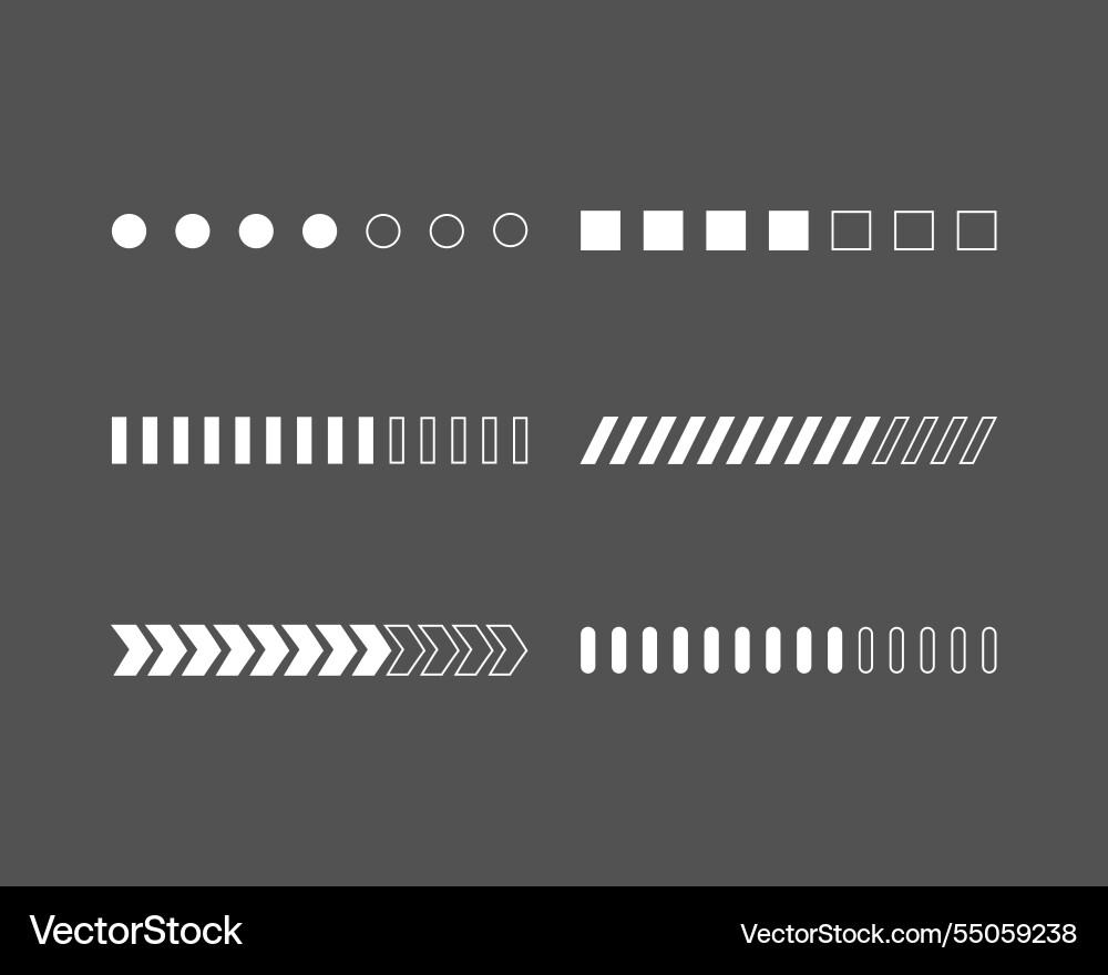Collection loading bar status icon set of loaded Vector Image
