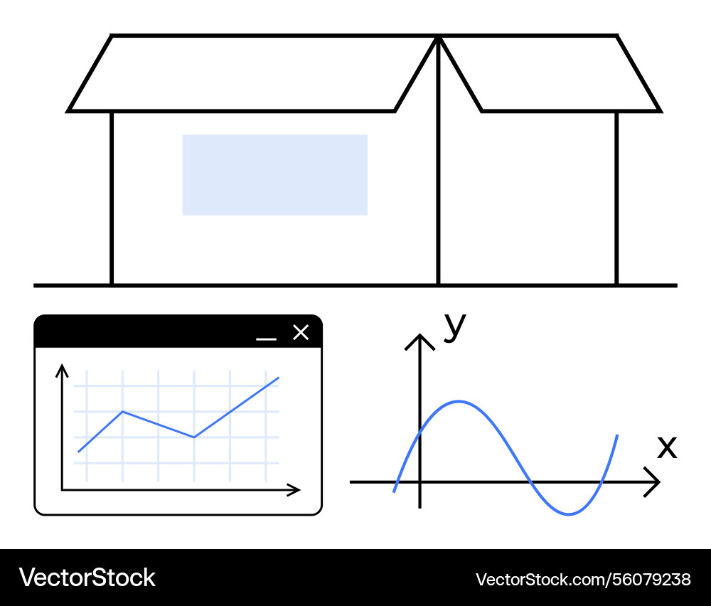 House diagram with graphs representing data House diagram with graphs representing data Vector Image