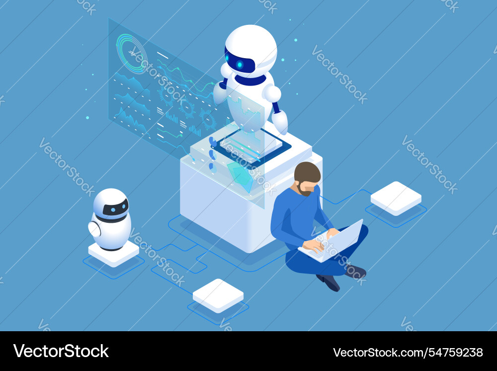 Isometric robotic interfaces and virtual screens Isometric robotic interfaces and virtual screens vector image