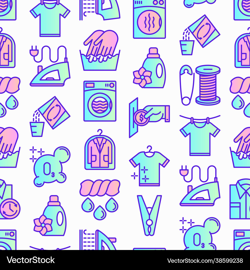 Laundry service seamless pattern with thin line Laundry service seamless pattern with thin line vector image