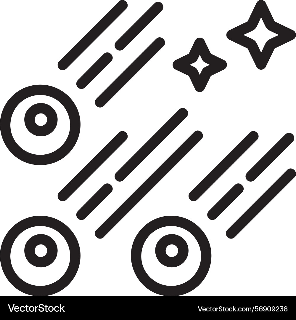 Meteor shower linear style icon design Vector Image