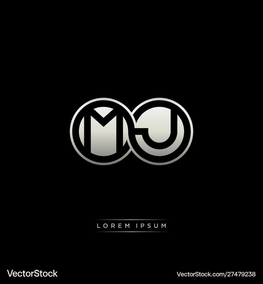 MJ Initial Linked Circle Monogram vector image