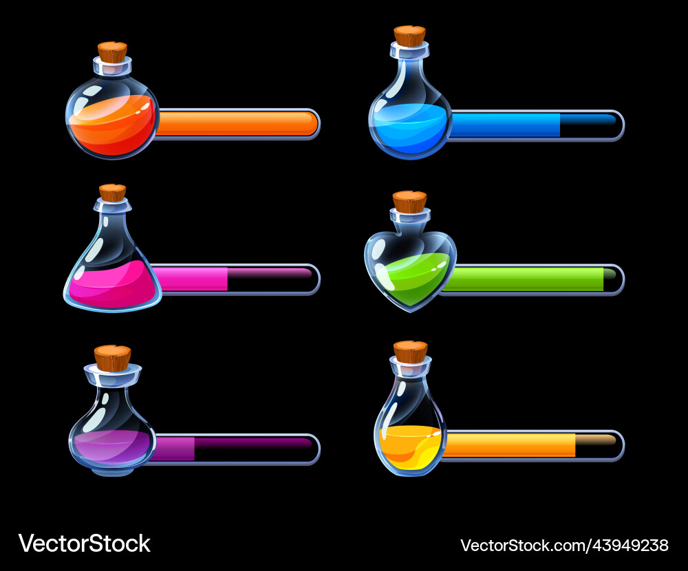 Potion Progress Bars - Elixir Bottles vector image