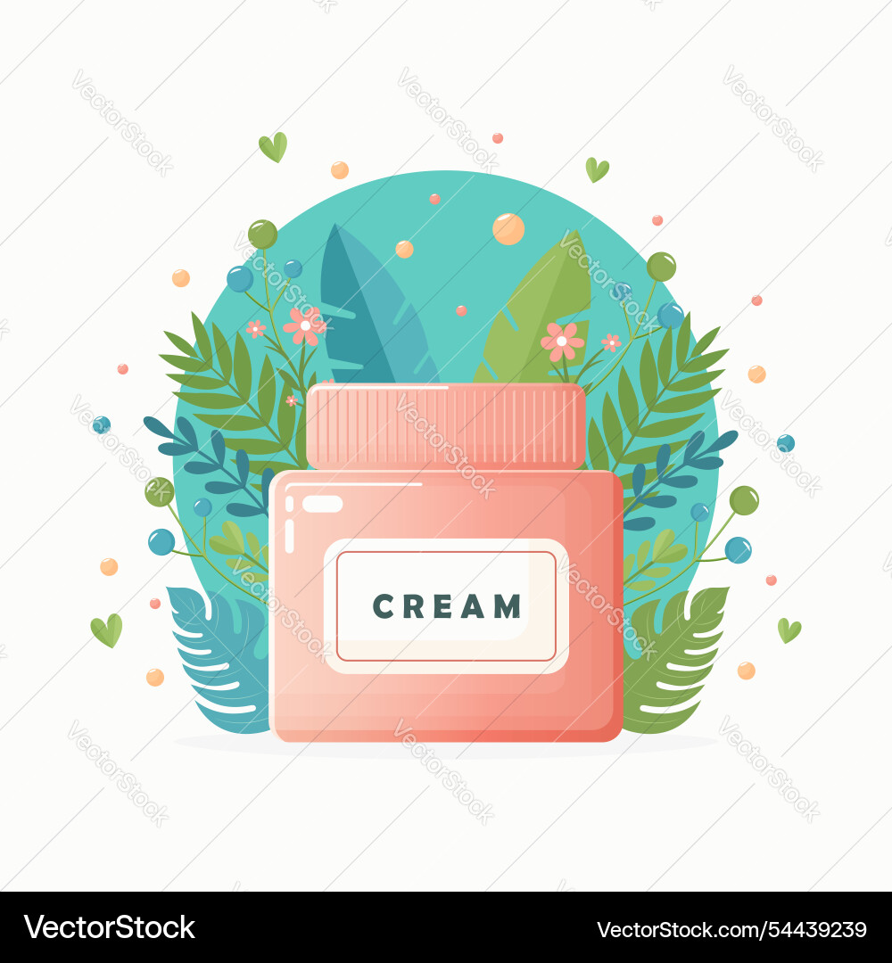 Cosmetic cream jar for skincare flat Vector Image