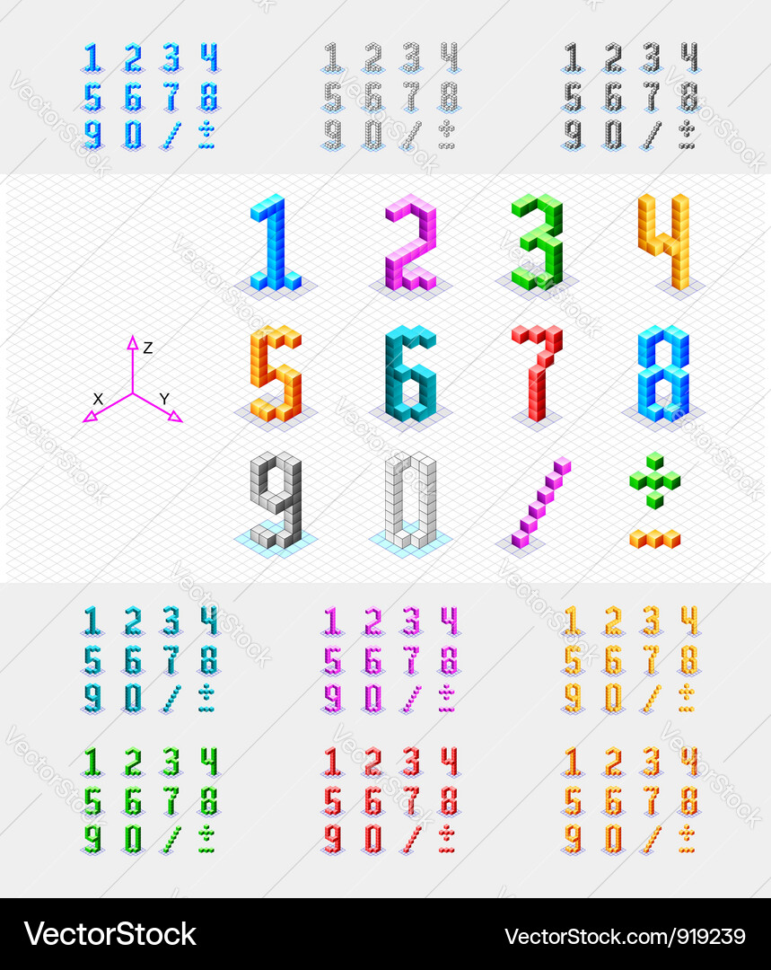 Isometric Cubed Font Vector Image