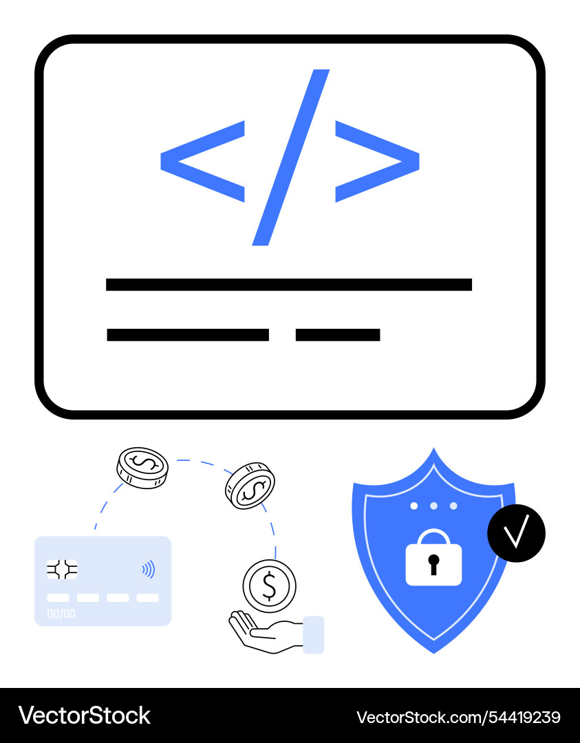 Online payment integration with secure coding Online payment integration with secure coding vector image