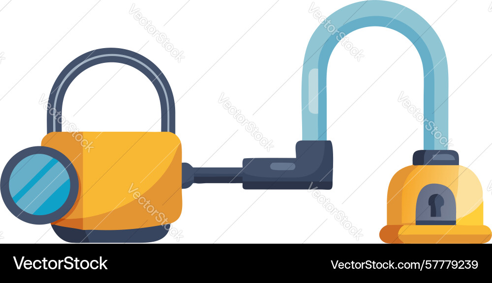 Secure user process flow padlock with male vector image