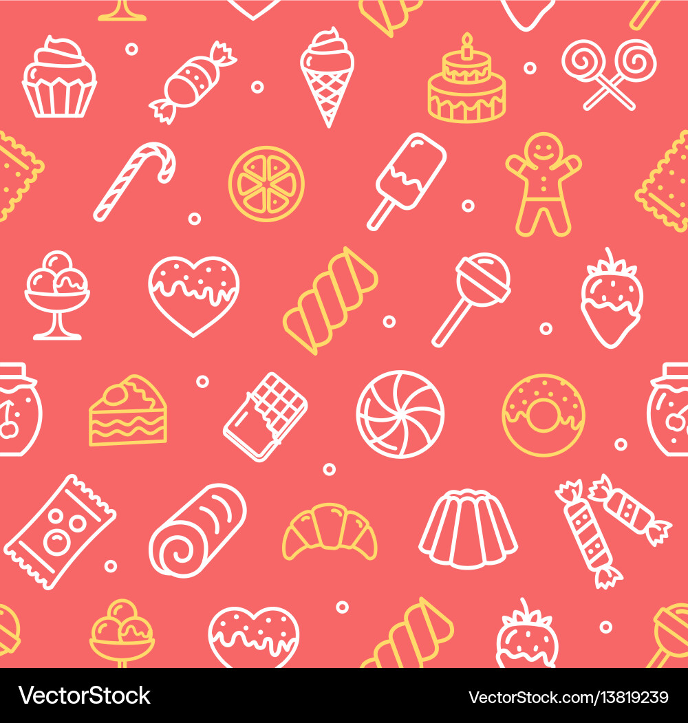 Sweets and bakery pattern background Sweets and bakery pattern background vector image