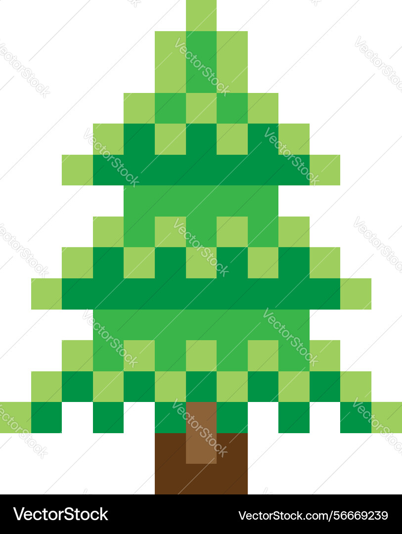 Tree pixel 8 bit video game art icon Tree pixel 8 bit video game art icon vector image