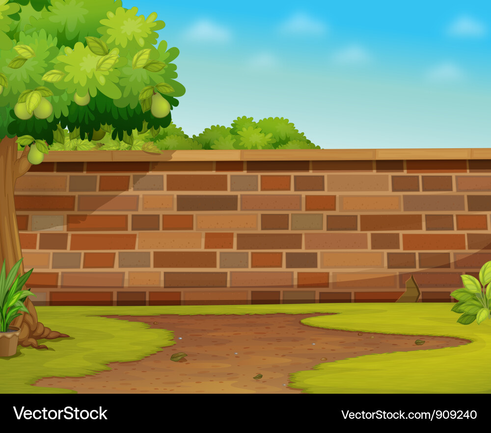 Brick Garden Wall Vector Image