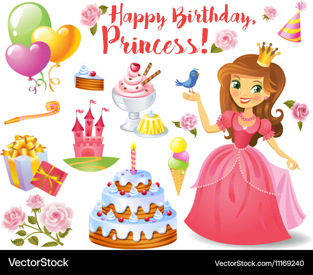 Cute birthday design elements Vector Image