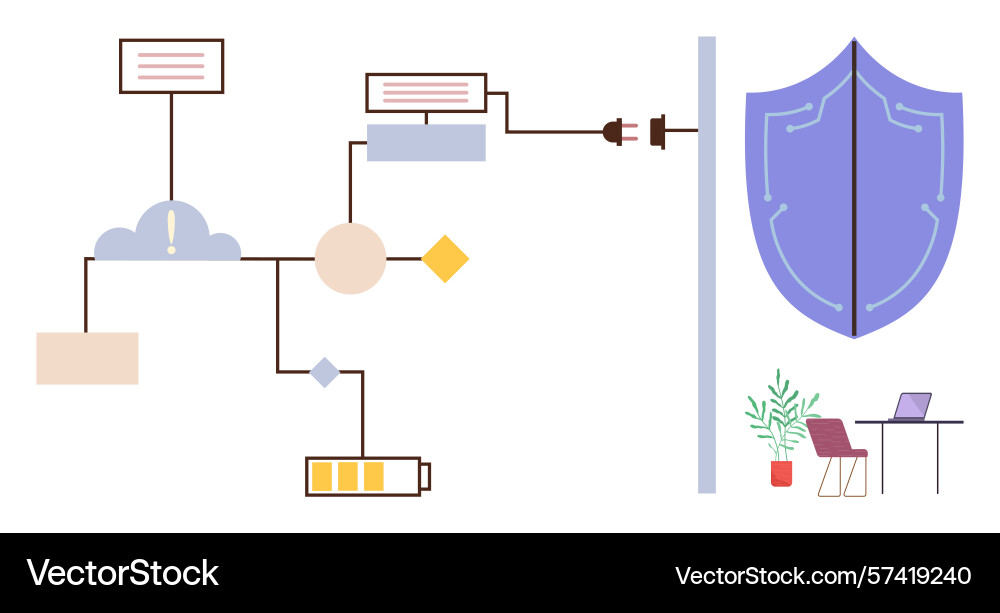 Cybersecurity network overview with firewall data Vector Image