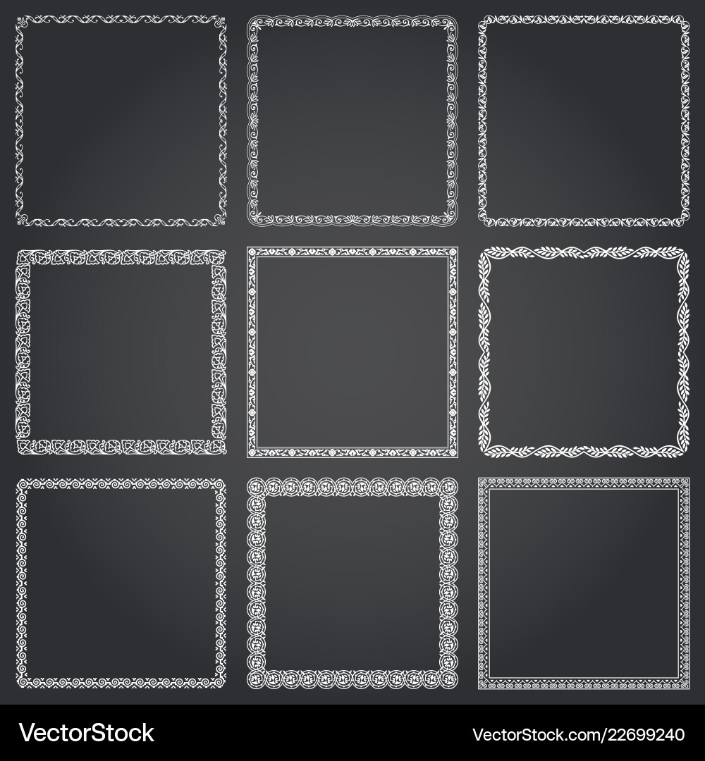 Decorative frames and borders square set Vector Image