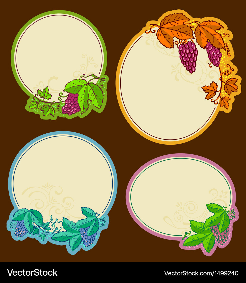 Grape Frame Collection Vector Image