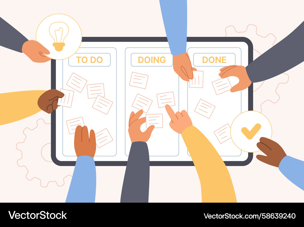 Kanban method of task project planning Vector Image